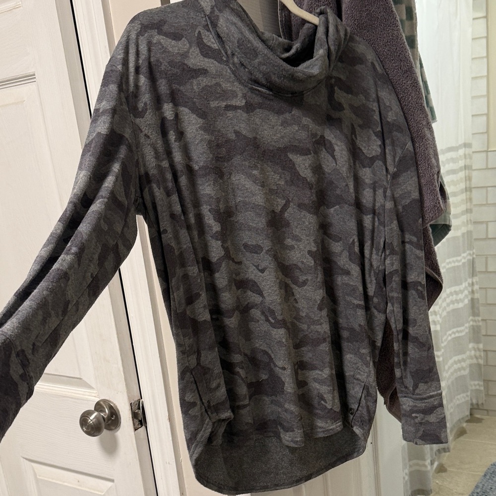 Jane and Delancey Gray Camo Turtleneck Sweater